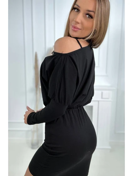 Šaty se zdobením na ramenou černé Šaty se zdobením na ramenou černé