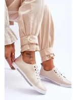 Dámské kožené tenisky béžové model 21615788 - S.Barski