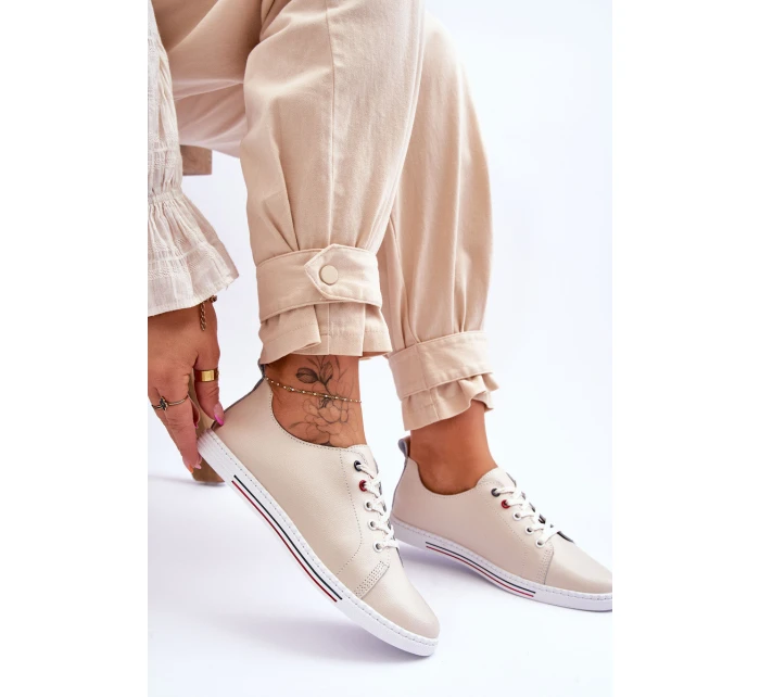 Dámské kožené tenisky béžové model 21615788 - S.Barski
