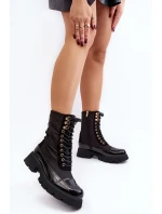 Zateplené pracovní boty na plochém podpatku Černé model 21633334 - Boto Zateplené pracovní boty na plochém podpatku Černé model 21633334 - Boto