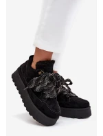 Šněrovací dámské sněhule na platformě vyhřívané kožešinou Černé model 21710251 - Boto Šněrovací dámské sněhule na platformě vyhřívané kožešinou Černé model 21710251 - Boto