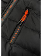 Černo-grafitová pánská sportovní bunda z různých spojených materiálů (8M910-392)