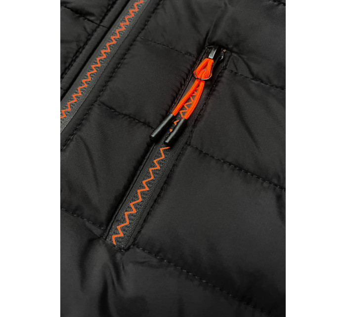 Černo-grafitová pánská sportovní bunda z různých spojených materiálů (8M910-392)