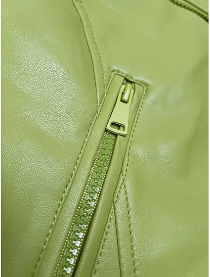 Bunda ramoneska v pistáciové barvě s asymetrickým zipem model 19576668 - J.STYLE