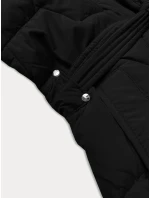 Černá dámská bunda pro přechodné období s páskem model 21248441 - J.STYLE Černá dámská bunda pro přechodné období s páskem model 21248441 - J.STYLE