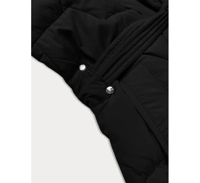 Černá dámská bunda pro přechodné období s páskem model 21248441 - J.STYLE Černá dámská bunda pro přechodné období s páskem model 21248441 - J.STYLE