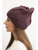 Dámská zimní čepice z vlny K441 švestková Dámská zimní čepice z vlny K441 švestková