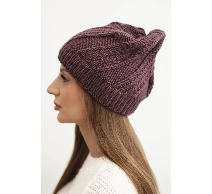 Dámská zimní čepice z vlny K441 švestková Dámská zimní čepice z vlny K441 švestková