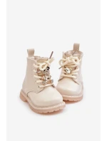 Zateplené dětské boty s medvídkem na zip béžové model 21678623 - Boto Zateplené dětské boty s medvídkem na zip béžové model 21678623 - Boto