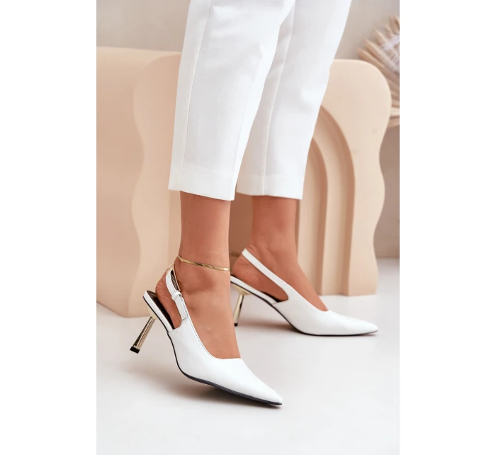 Lakované Lodičky S Otevřenou Patou Bílé Filona