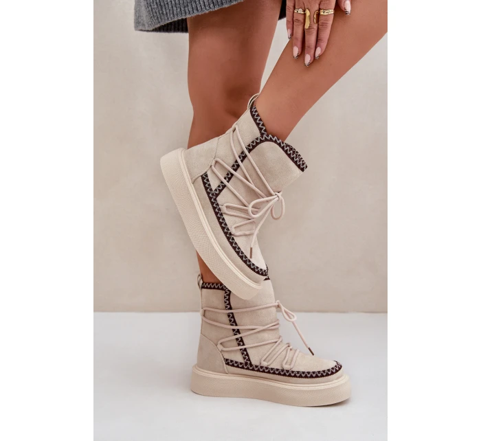 Dámské Sněhule S Na Platformě Světle Béžové model 21680230 - Boto Dámské Sněhule S Na Platformě Světle Béžové model 21680230 - Boto