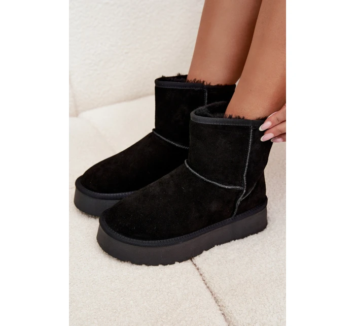 Dámské sněhule z pravé nubukové kůže na platformě černé Privine Dámské sněhule z pravé nubukové kůže na platformě černé Privine