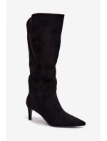 Kozačky Na Podpatku S Eko Černé model 21788139 - Boto Kozačky Na Podpatku S Eko Černé model 21788139 - Boto