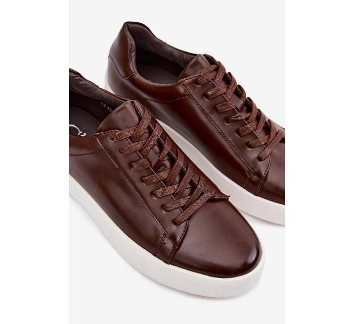 Pánské tenisky z eko kůže tmavě hnědé model 22095328 - EVENTO Pánské tenisky z eko kůže tmavě hnědé model 22095328 - EVENTO