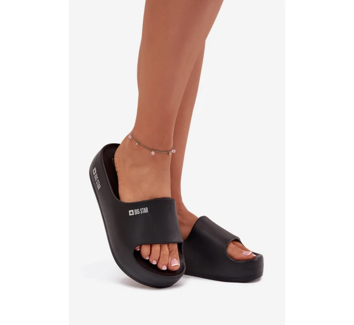 Dámské pantofle na masivní platformě Big Star – černé