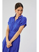 Dámské viskózové maxi košilové šaty S364 modré - Stylove Dámské viskózové maxi košilové šaty S364 modré - Stylove