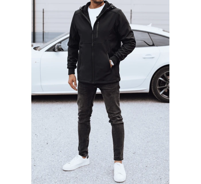 Pánská přechodná softshellová bunda s kapucí černá Dstreet TX4819 Pánská přechodná softshellová bunda s kapucí černá Dstreet TX4819