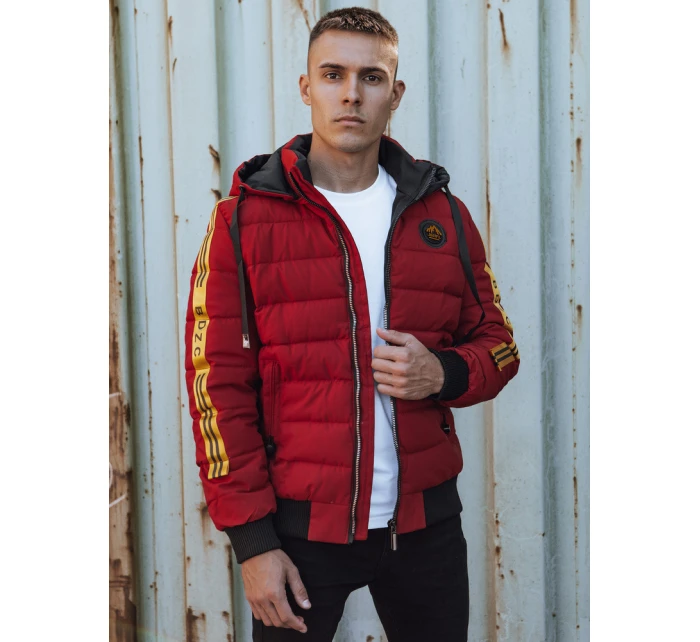 Pánská prošívaná zimní bunda s kapucí bordó Dstreet model 21980302 - FashionStreet Pánská prošívaná zimní bunda s kapucí bordó Dstreet model 21980302 - FashionStreet