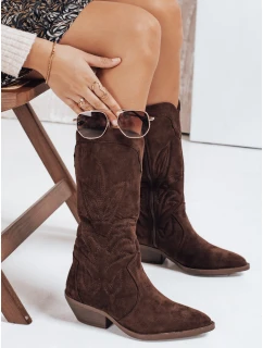 Dámské semišové kovbojské boty hnědé Dstreet ZY1160
