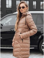 Dámská zimní dlouhá prošívaná bunda velbloudí barvy FashionStreet TY5504