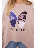 Oversize halenka s potiskem béžová