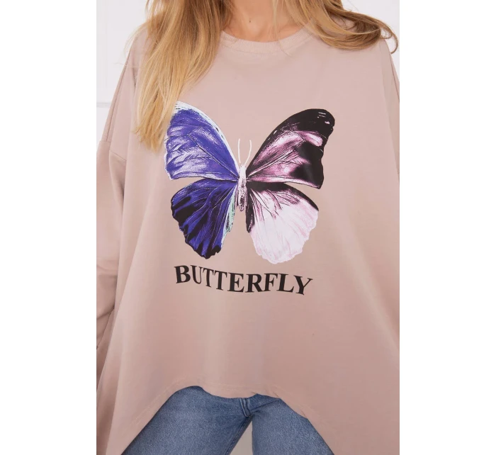 Oversize halenka s potiskem béžová