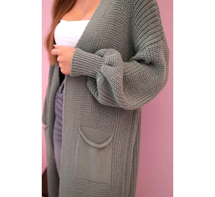 Svetr dlouhý kardigan tmavá máta