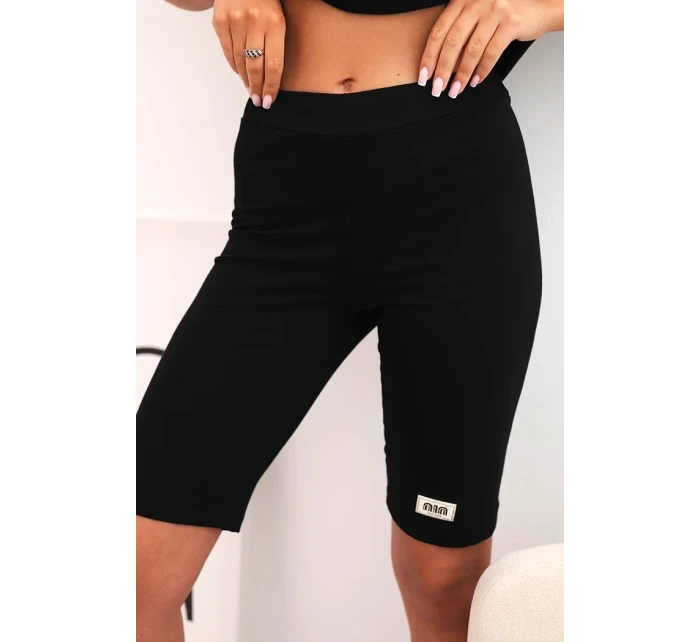 Dámský bavlněný komplet s krátkým rukávem a šortkami černý