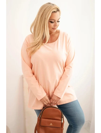 Dámská blůza Plus Size s lodičkovým výstřihem meruňková Dámská blůza Plus Size s lodičkovým výstřihem meruňková
