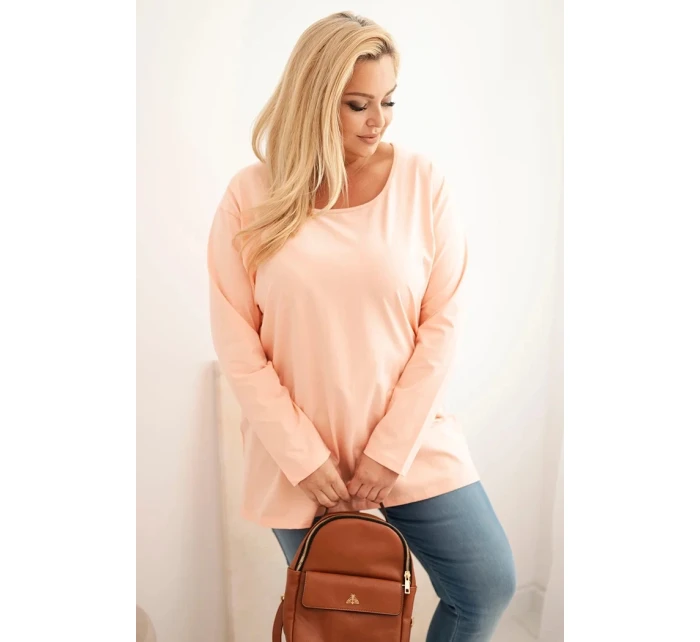 Dámská blůza Plus Size s lodičkovým výstřihem meruňková Dámská blůza Plus Size s lodičkovým výstřihem meruňková