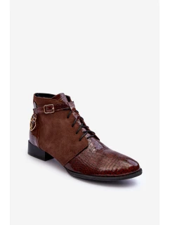 Dámské kožené kozačky model 21600512 Hnědá - Maciejka