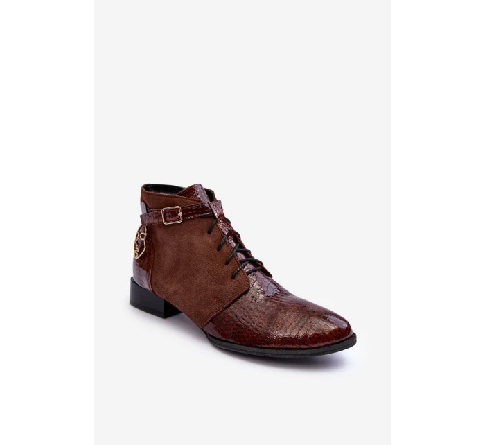 Dámské kožené kozačky model 21600512 Hnědá - Maciejka