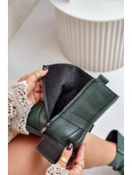 model 21677120 Kožené Boty Na Nízkém Podpatku Zateplené Tmavě Zelené - Zazoo model 21677120 Kožené Boty Na Nízkém Podpatku Zateplené Tmavě Zelené - Zazoo