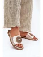 Dámské Pantofle Na Plochém Podpatku S Dekorací model 21696765 Zlaté - S.Barski