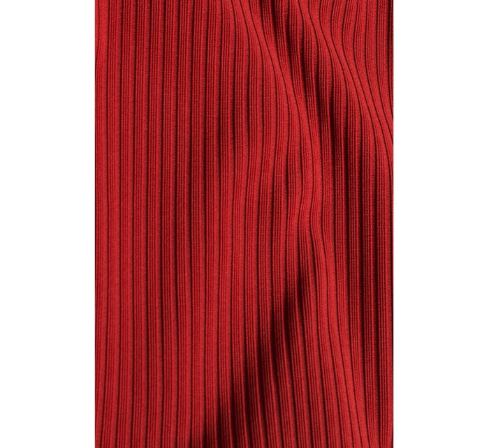 M544 Maxi šaty s rozparkem na nohou - cihlově červené
