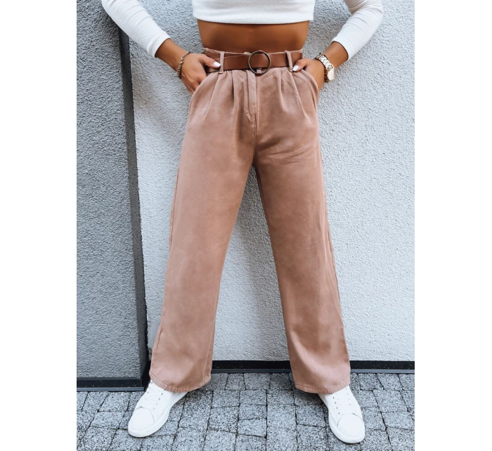 Dámské kalhoty s širokými nohavicemi EMERALD camel FashionStreet UY1692