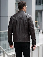 Kurtka męska skórzana ze stójką brązowa model 22358276 - FashionStreet Kurtka męska skórzana ze stójką brązowa model 22358276 - FashionStreet