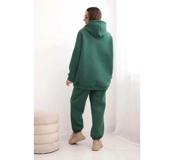 Dámský teplákový komplet zateplený z bavlny s kapucí zelený Dámský teplákový komplet zateplený z bavlny s kapucí zelený