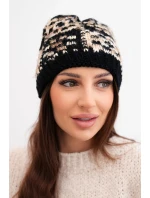 Dámská zimní vlněná čepice s ozdobnými krystalky K399 černá
