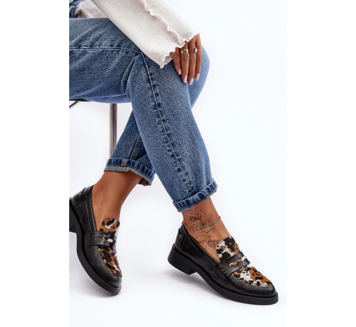 Kožené Ženy Mokasíny Maciejka 06250-01 Černá