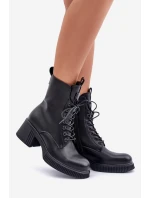 Zateplené dámské boty z přírodní kůže Černé model 21675640 - VINCEZA