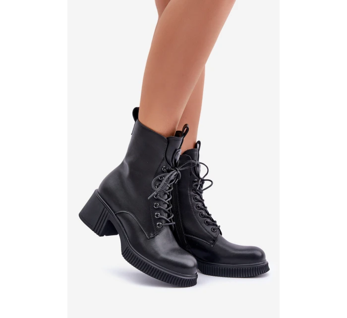 Zateplené dámské boty z přírodní kůže Černé model 21675640 - VINCEZA