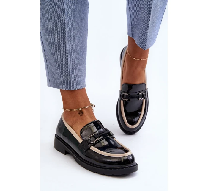 Dámské lakované boty mokasíny S.Barski černá Dámské lakované boty mokasíny S.Barski černá