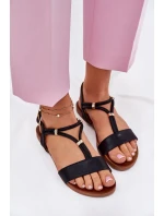 Dámské ploché sandály s pásky S.Barski – černé