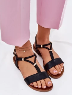 Dámské ploché sandály s pásky S.Barski – černé