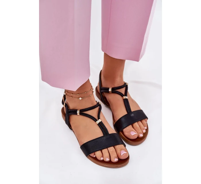 Dámské ploché sandály s pásky S.Barski – černé