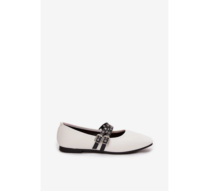 Dámské baleríny s pásky Deliora – bílé