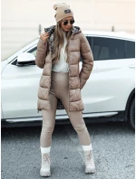 Dámská oboustranná bunda PURRBREEZ dlouhá prošívaná bunda s kapucí camel FashionStreet TY4660 Dámská oboustranná bunda PURRBREEZ dlouhá prošívaná bunda s kapucí camel FashionStreet TY4660
