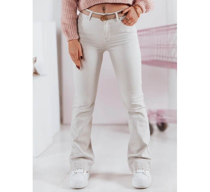 Dámské džínové kalhoty FLAREJOY light beige FashionStreet UY2367