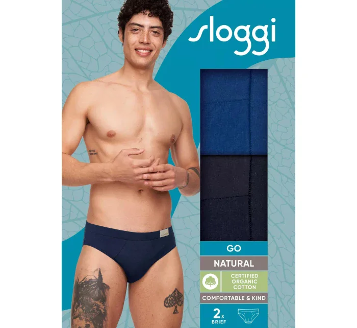 Pánské slipy GO Natural Brief C2P - BLUE - modré M008 - SLOGGI